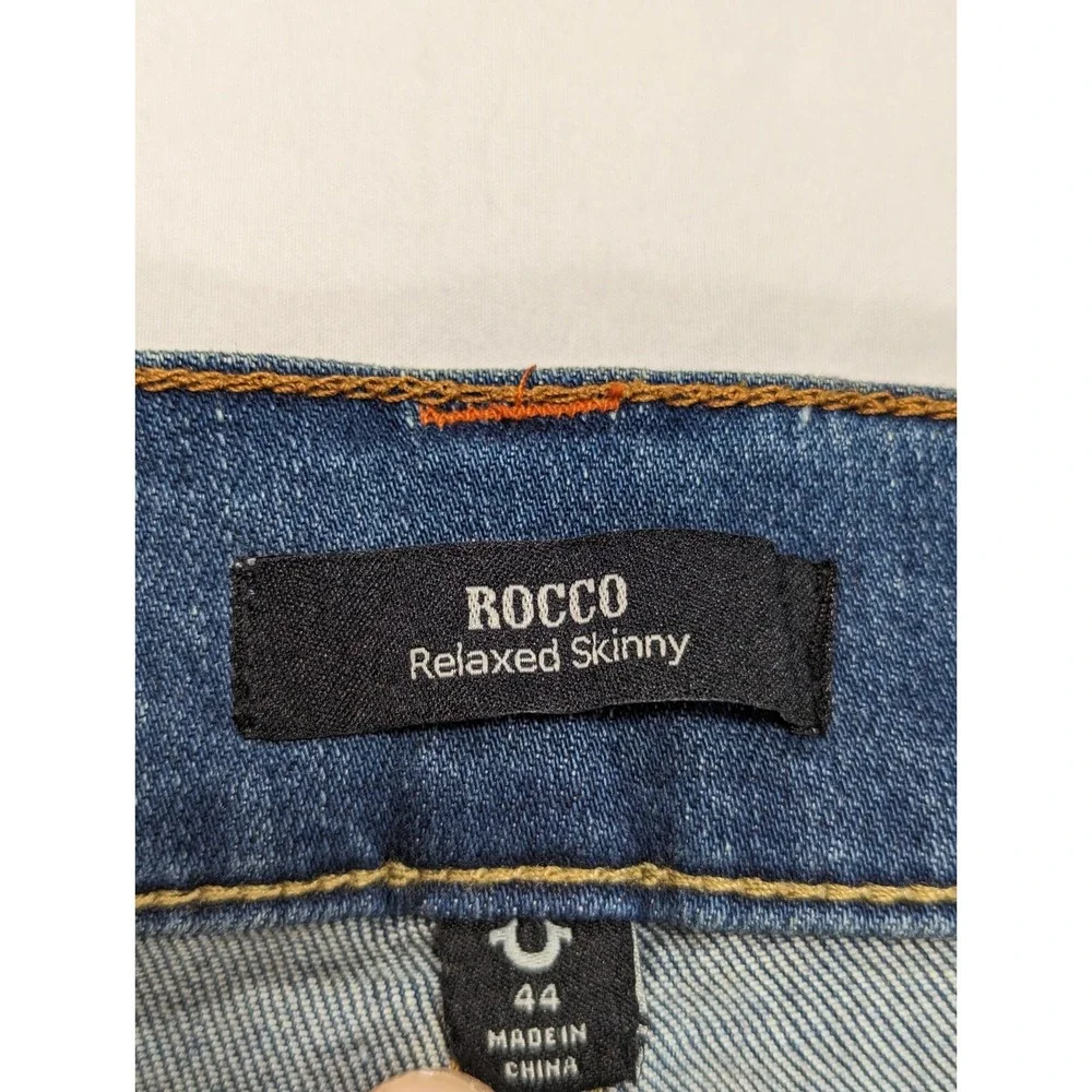 True Religion Jeans Mens 44x30 Blue Denim Rocco Relaxed‎ Skinny Flex Comfort
